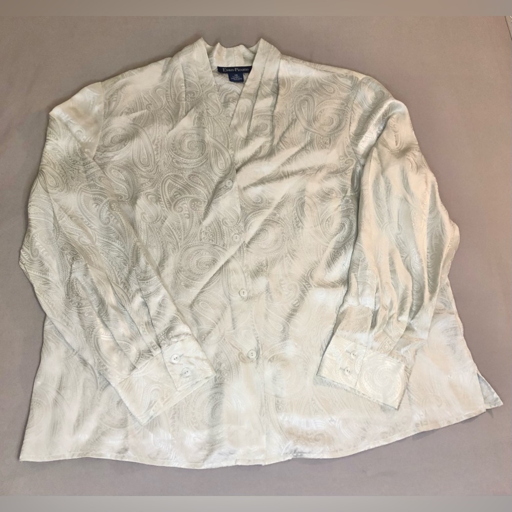 Evan Picone 100% Silk Button Up Blouse Size 18